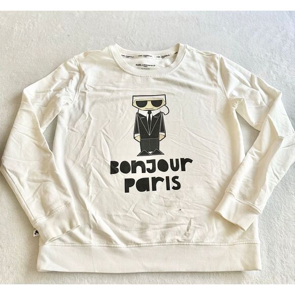 KARL LAGERFELD PARIS Bonjour Graphic Sweatshirt - size XS - Picture 2 of 10